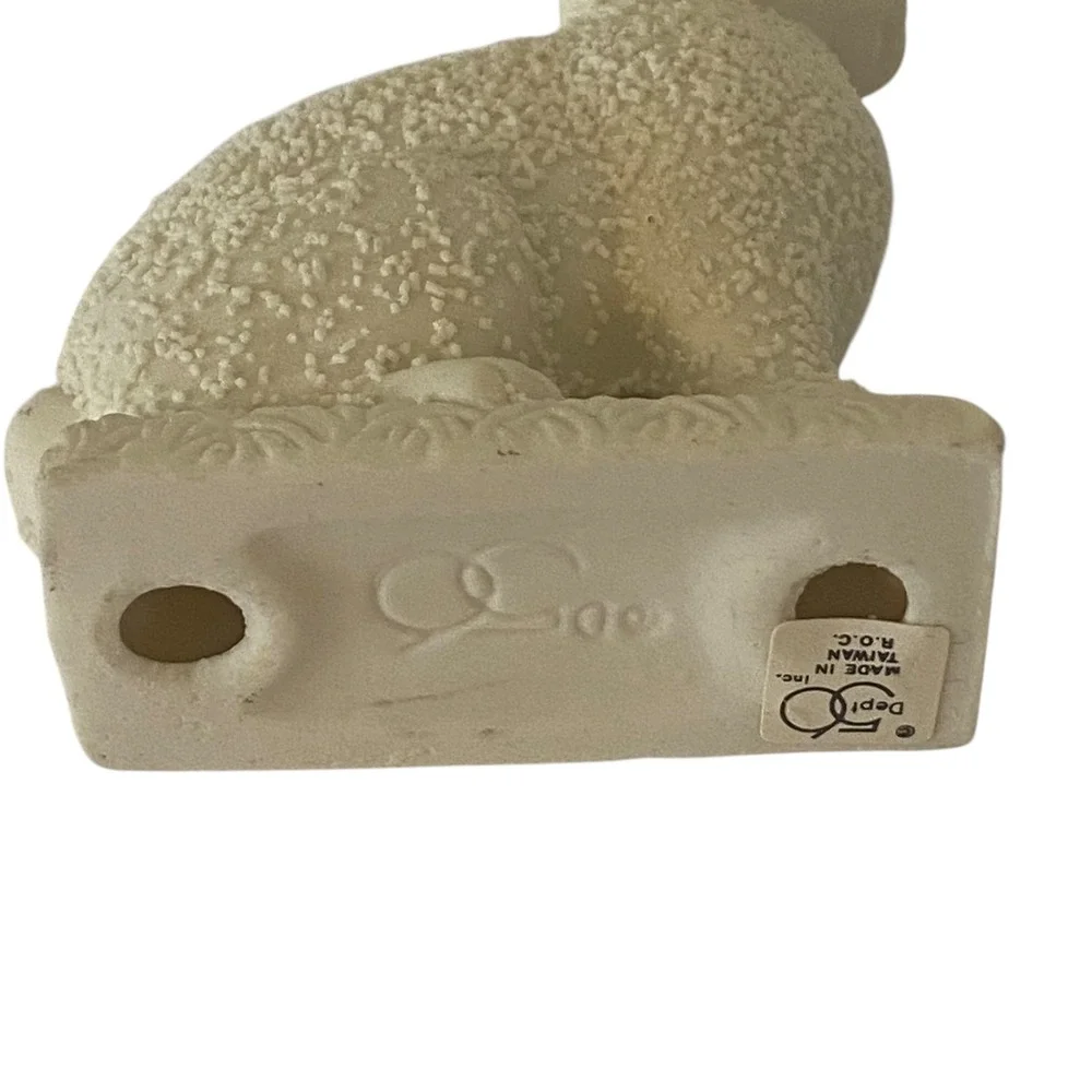 Vtg Dept 56 Textured Bunny Rabbit‎ Bisque Figurine White 1990 Easter Spring 4